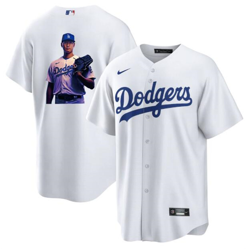 Men's White Los Angeles Dodgers #17 Shohei Ohtani Big Logo Cool Base Stitched Jersey